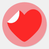 Rood briefhart T-Shirt Ronde Sticker (Voorkant)