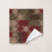 Rood brons en olijf geometrisch bad handdoek (Wasdoekje)