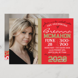 Rood & Brons Goud Afstuderen 2 Fotouitnodiging Kaart