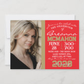 Rood & Brons Goud Afstuderen Fotouitnodiging Kaart (Voorkant)