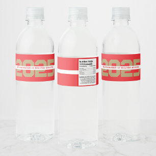 Rood & Brons Goud Gepersonaliseerd Afstuderen Waterfles Etiket