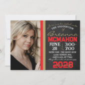 Rood & Brons Goud Krijtbord Afstuderen Foto Kaart (Voorkant)