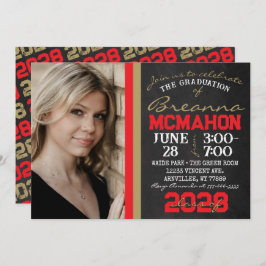 Rood & Brons Goud Krijtbord Afstuderen Foto Kaart