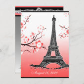 Rood bruiloft in de predikaat-Eiffeltoren Kaart (Voorkant / Achterkant)