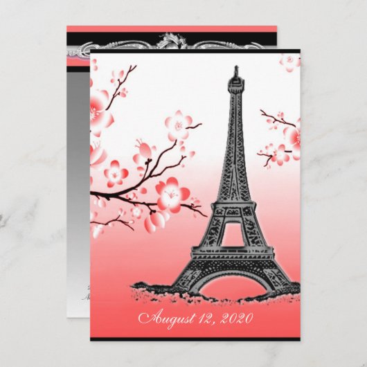 Rood bruiloft in de predikaat-Eiffeltoren Kaart (Voorkant / Achterkant)