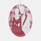 Rood bruiloft rond bruidbruid kerstfeest glas ornament (Voorkant links)