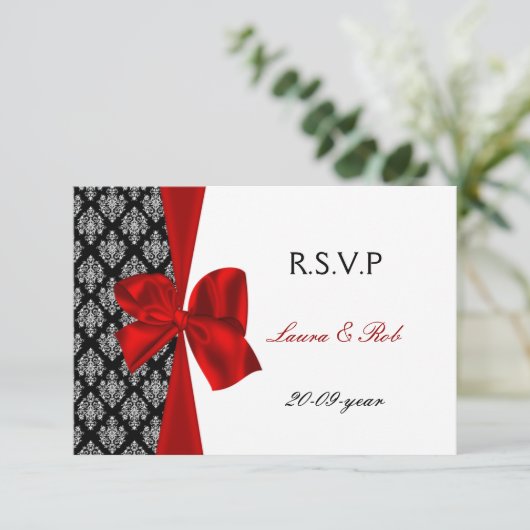 Rood, bruiloft RSVP kaarten standaard 3.5 x 5 (Staand voorkant)