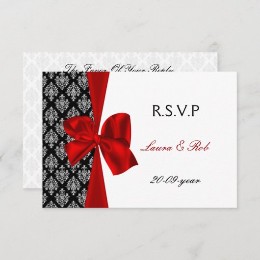 Rood, bruiloft RSVP kaarten standaard 3.5 x 5 (Voorkant / Achterkant)