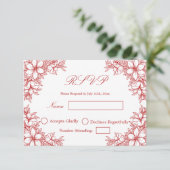 Rood Bruiloft RSVP met Bloemen graphics (Staand voorkant)