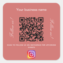 Rood bruin bedrijfsnaam qr code instagram vierkante sticker