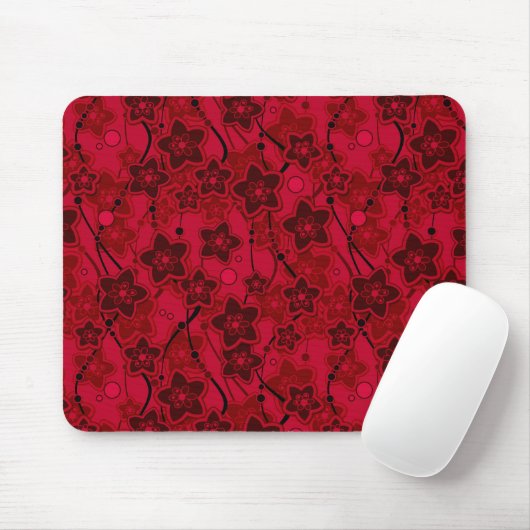 Rood Bruin Bloemen Rustieke mode Patroon Retro Muismat (Met muis)