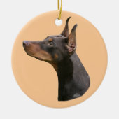 Rood/bruin Doberman Pinscher hoofd Ornament (Voorkant)