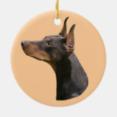 Rood/bruin Doberman Pinscher hoofd Ornament (Achterkant)