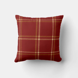 Rood, bruin en crème Schotse erfgoed Tartan Kussen