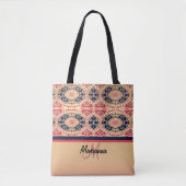 Rood, bruin en zwart eiland tribal tote bag (Voorkant)