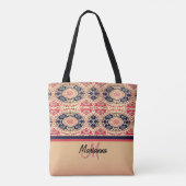 Rood, bruin en zwart eiland tribal tote bag (Achterkant)