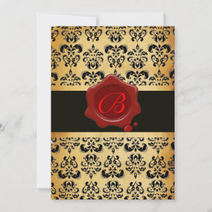 ROOD BRUIN EN ZWARTE DAMAST ,WAS ZEGEL MONOGRAM KAART