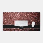 Rood bruin faux glitter fonkelt Monogram Bureaumat (Keyboard & Muis)