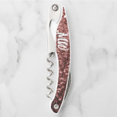 Rood bruin faux glitter fonkelt Monogram Kurkentrekker (Voorkant)