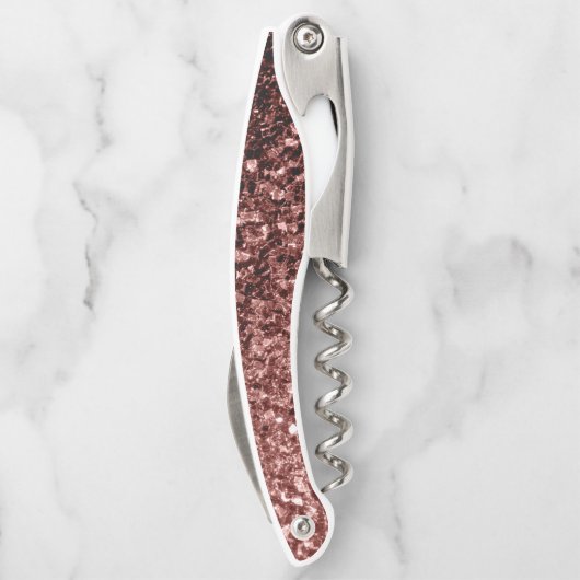 Rood bruin faux glitter fonkelt Monogram Kurkentrekker (Achterkant)