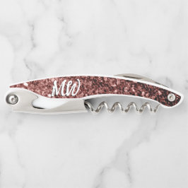 Rood bruin faux glitter fonkelt Monogram Kurkentrekker