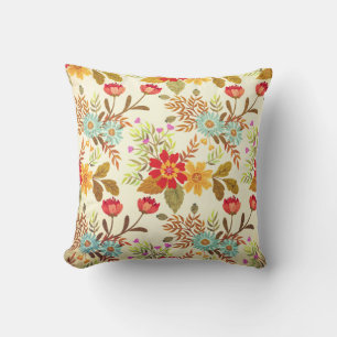 rood bruin Floral Canvas patroon Kussen