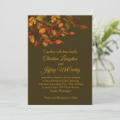 Rood, bruin, geel herfstblad Weddenschap Kaart (Staand voorkant)