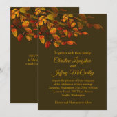 Rood, bruin, geel herfstblad Weddenschap Kaart (Voorkant / Achterkant)