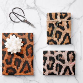 Rood Bruin Geel Zwart Leopard Dierenprint Inpakpapier Vel