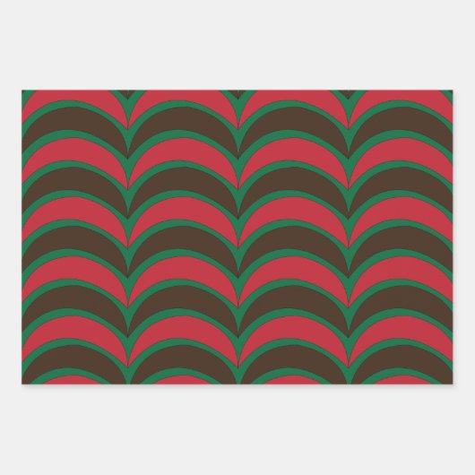 Rood Bruin Groen Abstract Geometrisch Inpakpapier Vel (Voorkant)