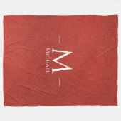 Rood Bruin Lederen Kijk Monogram Naam Groot Aangep Fleece Deken (Voorkant (Horizontaal))
