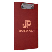 Rood bruin leer look verontruste naam Monogram Klembord (Rechts)