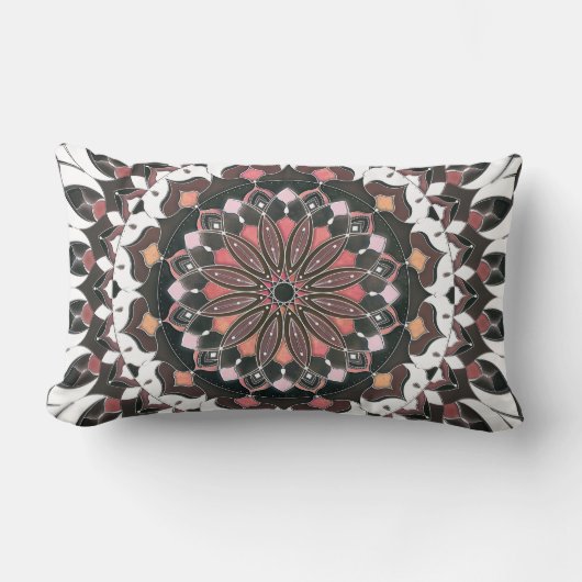 Rood Bruin Mandala Rond Kussen (Voorkant)