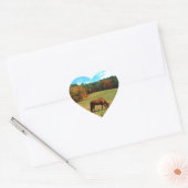 Rood bruin paard, Blauwgroen blauwe hemel Hart Sticker (Envelop)