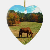 Rood bruin paard, Blauwgroen blauwe hemel Keramisch Ornament (Rechts)