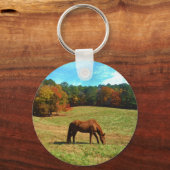 Rood bruin paard, Blauwgroen blauwe hemel Sleutelhanger (Voorkant)