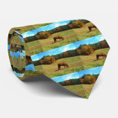 Rood bruin paard, Blauwgroen blauwe hemel Stropdas (Opgerold)