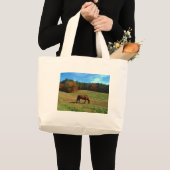 Rood bruin paard, herfst, blauwe luiers grote tote bag (Voorkant (product))