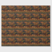 Rood bruin paard, herfst bossen. cadeaupapier (Vlak)