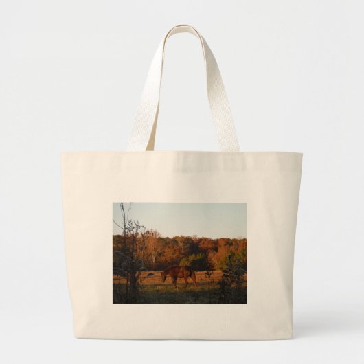 Rood bruin paard, herfst bossen. grote tote bag (Voorkant)