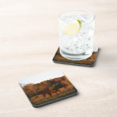 Rood bruin paard, herfst bossen. onderzetter (Rechterzijde)