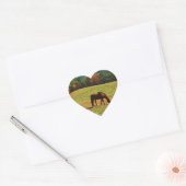 Rood bruin paard in de herfstbomen hart sticker (Envelop)