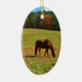 Rood bruin paard in de herfstbomen keramisch ornament (Rechts)