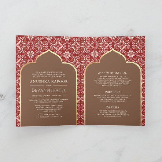 Rood Bruin Patroon Alles In Een Indische Bruiloft (Binnen)