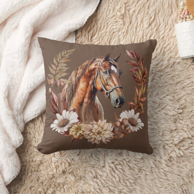 Rood bruin Sorrel Horse Autumn Wreath Sierkussen (Deken)