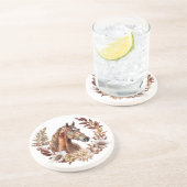 Rood Bruin Sorrel Paard Herfst krans Zandsteen Onderzetter (Zijkant)