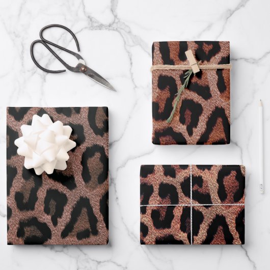 Rood Bruin Zwart Leopard Dierenprint Inpakpapier Vel (Voorkant)