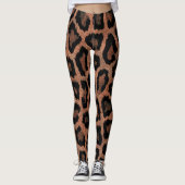 Rood Bruin Zwart Leopard Dierenprint Leggings (Voorkant)