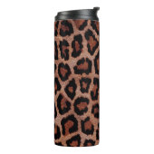 Rood Bruin Zwart Leopard Dierenprint Thermosbeker (Gedraaid links)