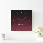 Rood Bruin Zwart Ombre Rust Metaal Aangepaste naam Vierkante Klok (Huis)